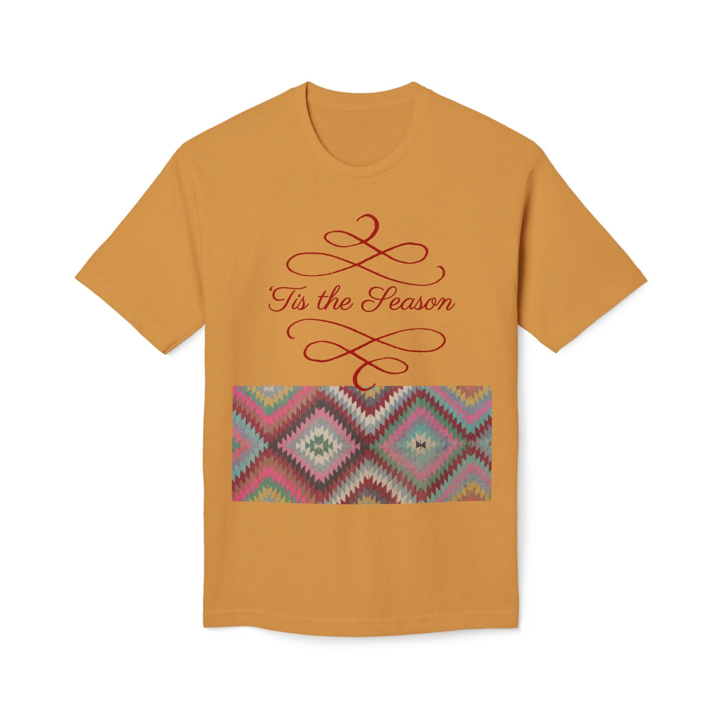 'Tis the Season Unisex Midweight T-Shirt | Kilim Pattern Tee | Made in US