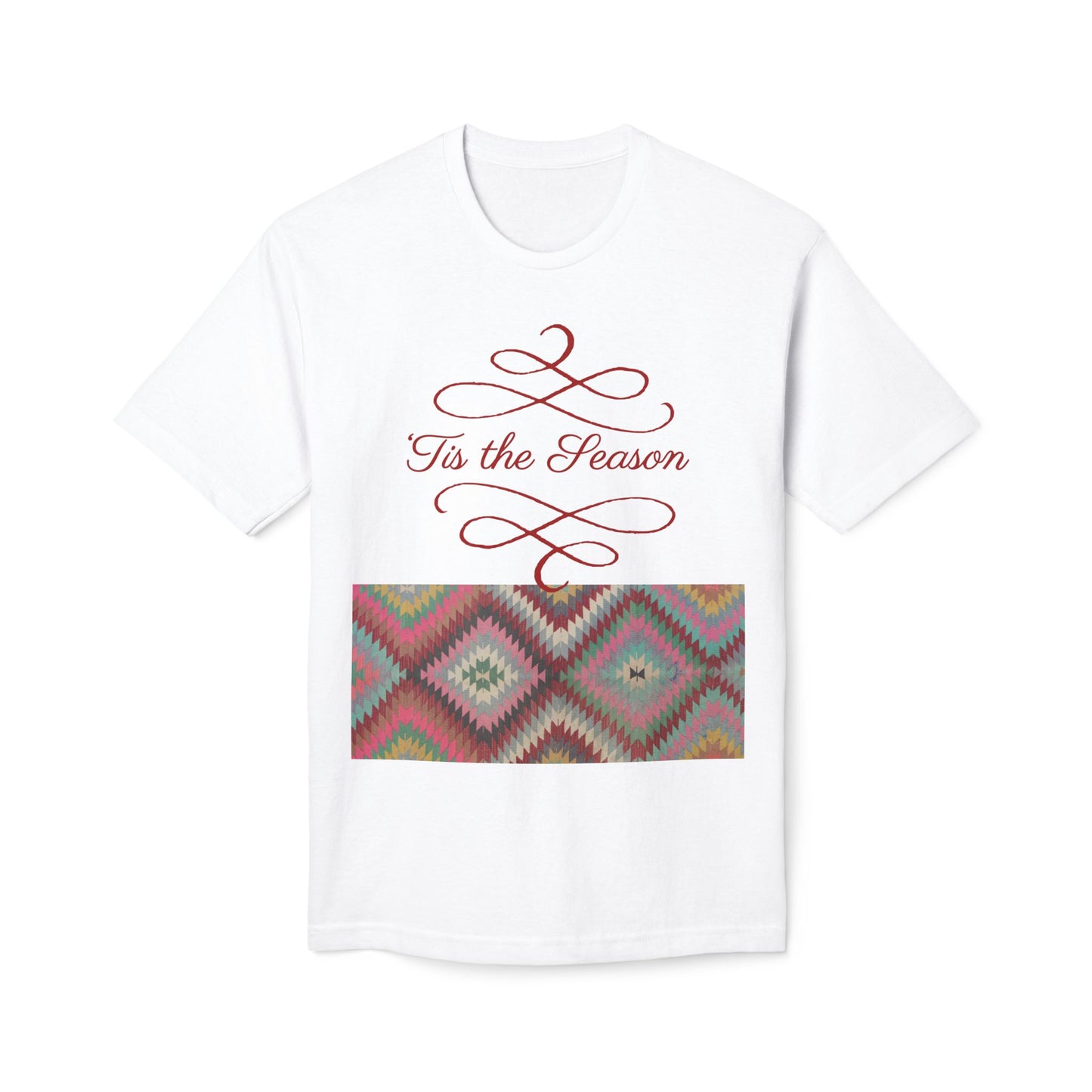 'Tis the Season Unisex Midweight T-Shirt | Kilim Pattern Tee | Made in US
