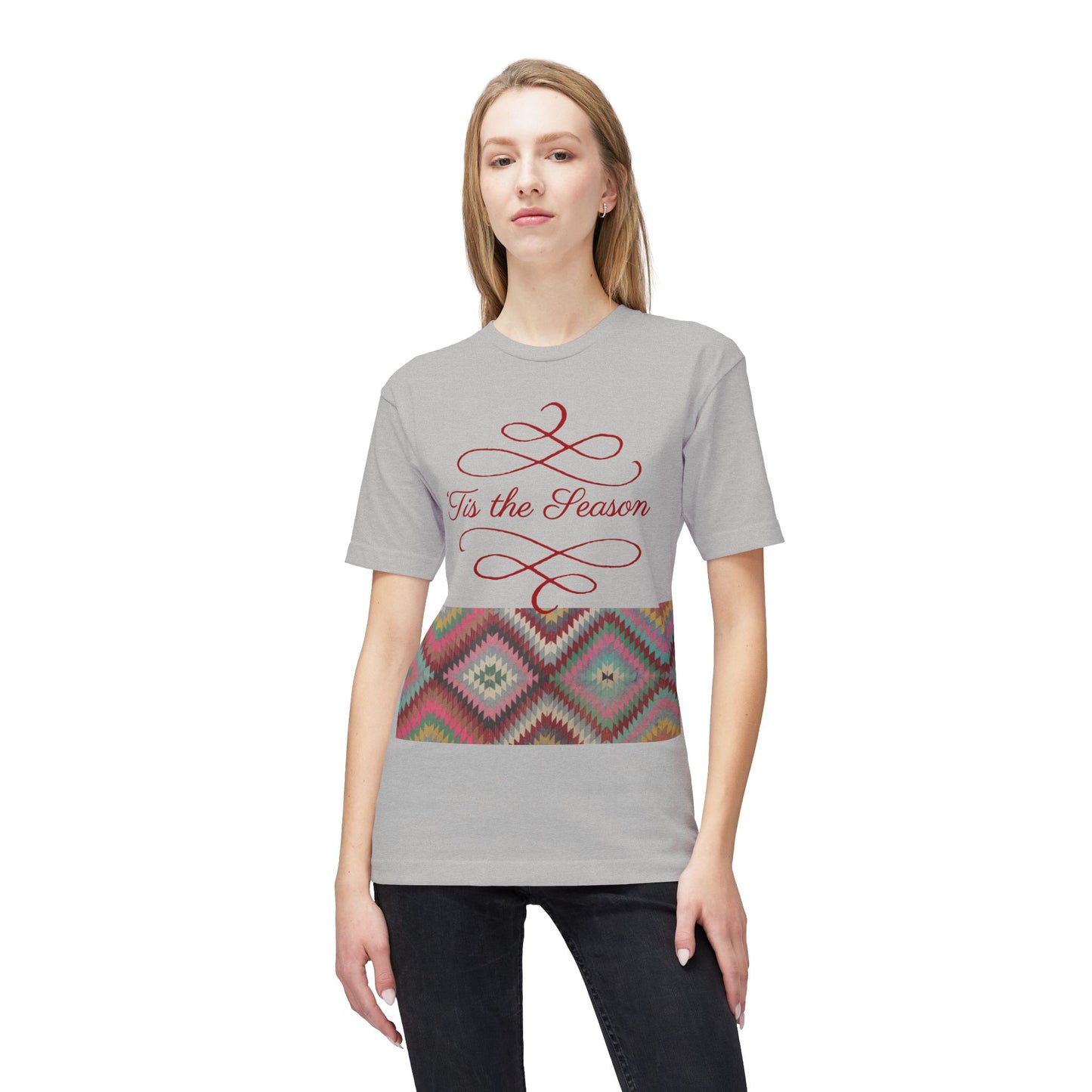 'Tis the Season Unisex Midweight T-Shirt | Kilim Pattern Tee | Made in US