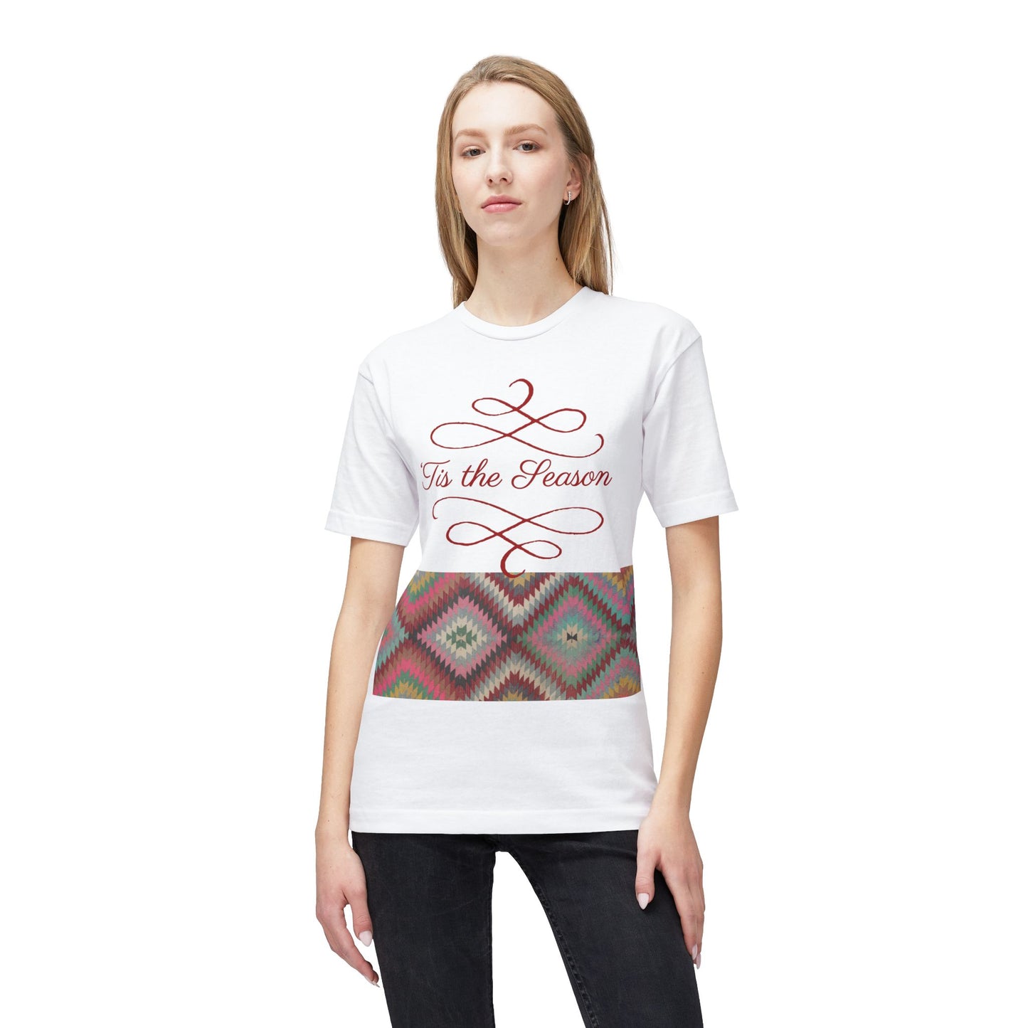 'Tis the Season Unisex Midweight T-Shirt | Kilim Pattern Tee | Made in US