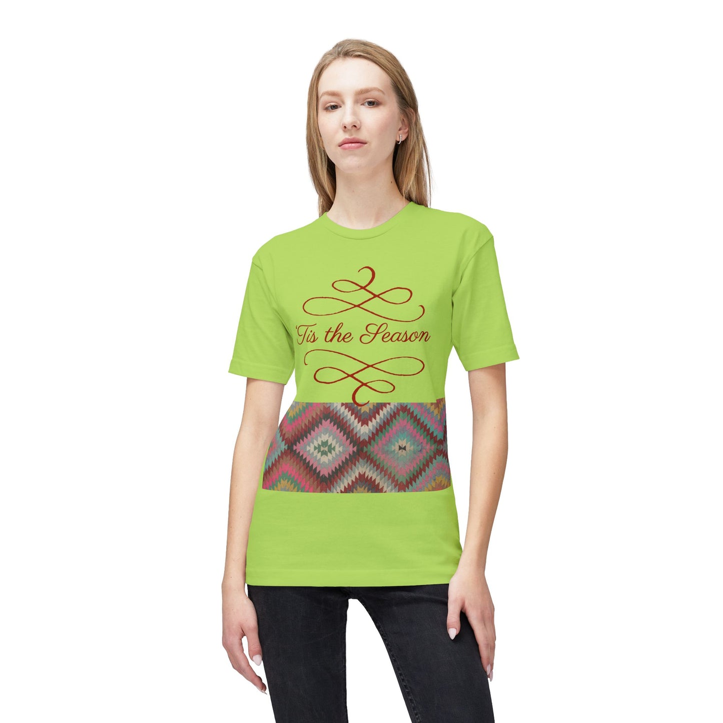 'Tis the Season Unisex Midweight T-Shirt | Kilim Pattern Tee | Made in US