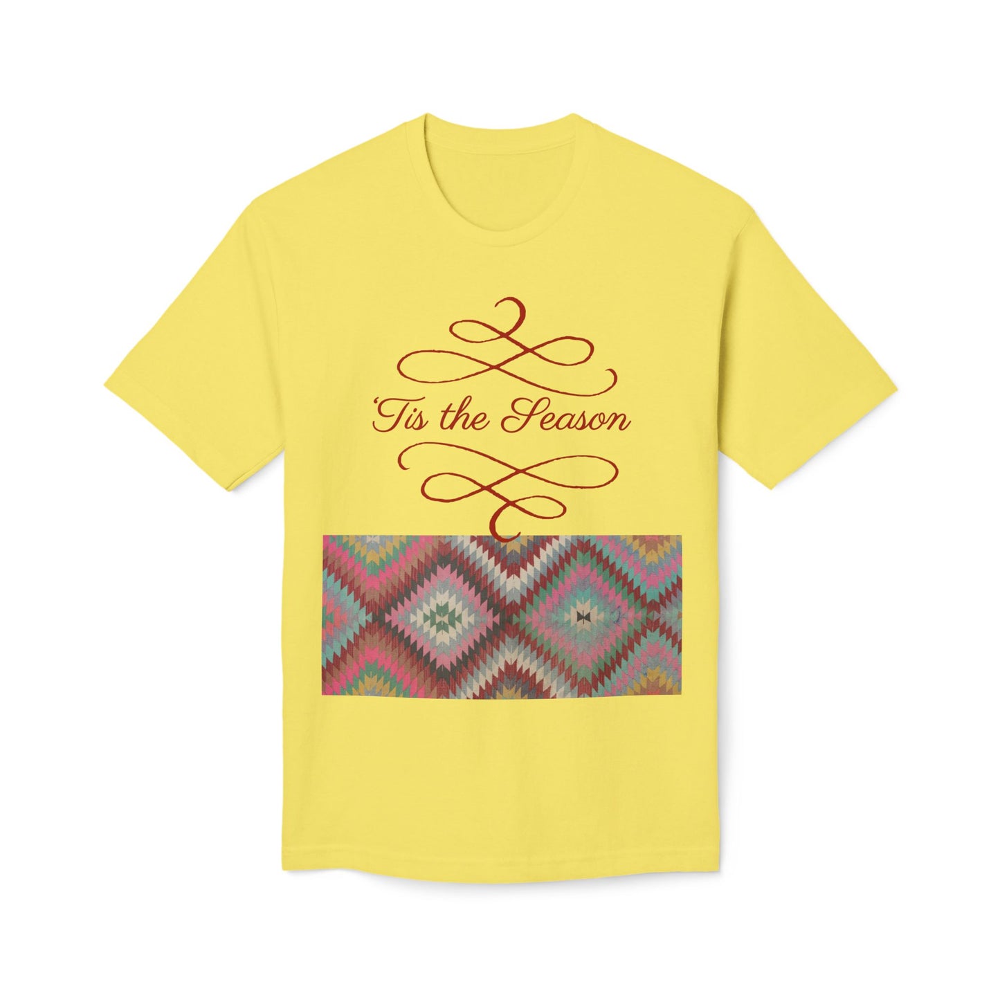 'Tis the Season Unisex Midweight T-Shirt | Kilim Pattern Tee | Made in US