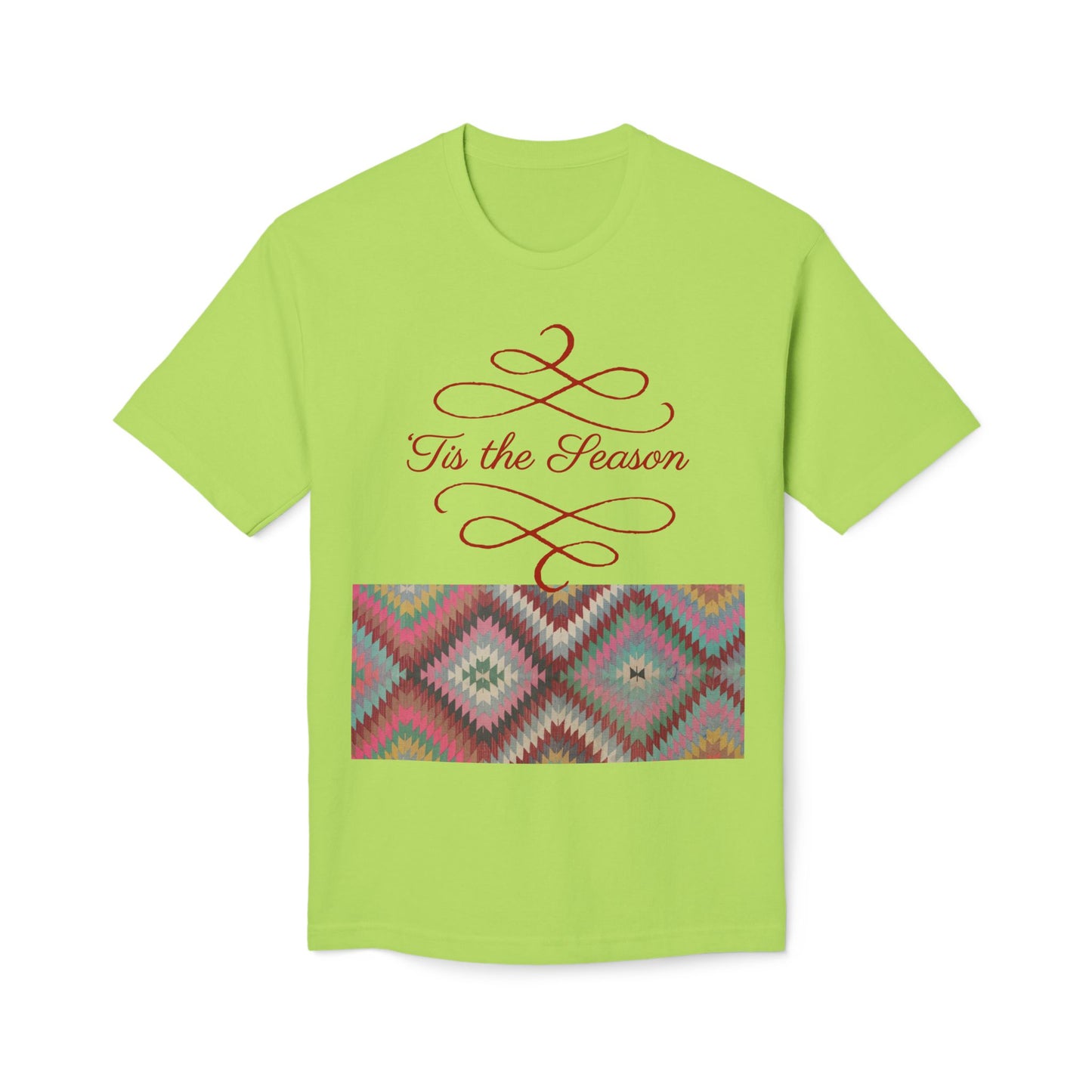 'Tis the Season Unisex Midweight T-Shirt | Kilim Pattern Tee | Made in US