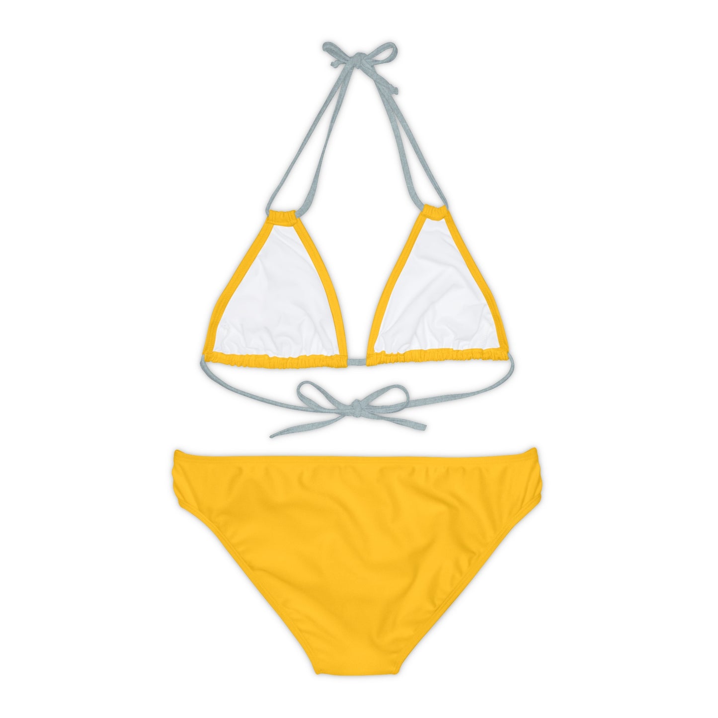 Yellow Strappy Bikini Set (AOP) with Butterfly design