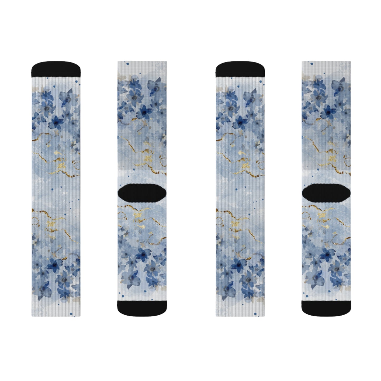 Blue Floral Socks - Sublimation