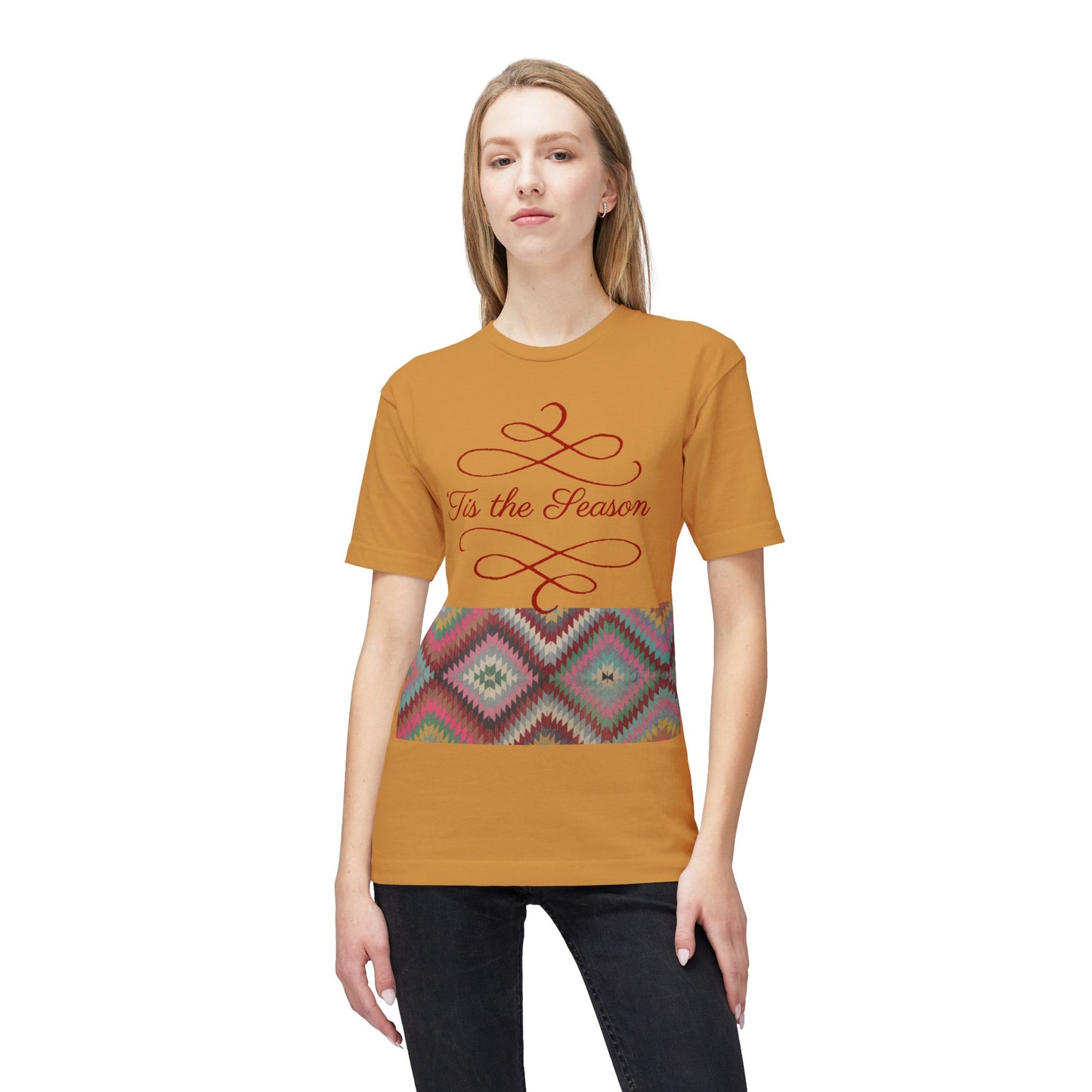 'Tis the Season Unisex Midweight T-Shirt | Kilim Pattern Tee | Made in US