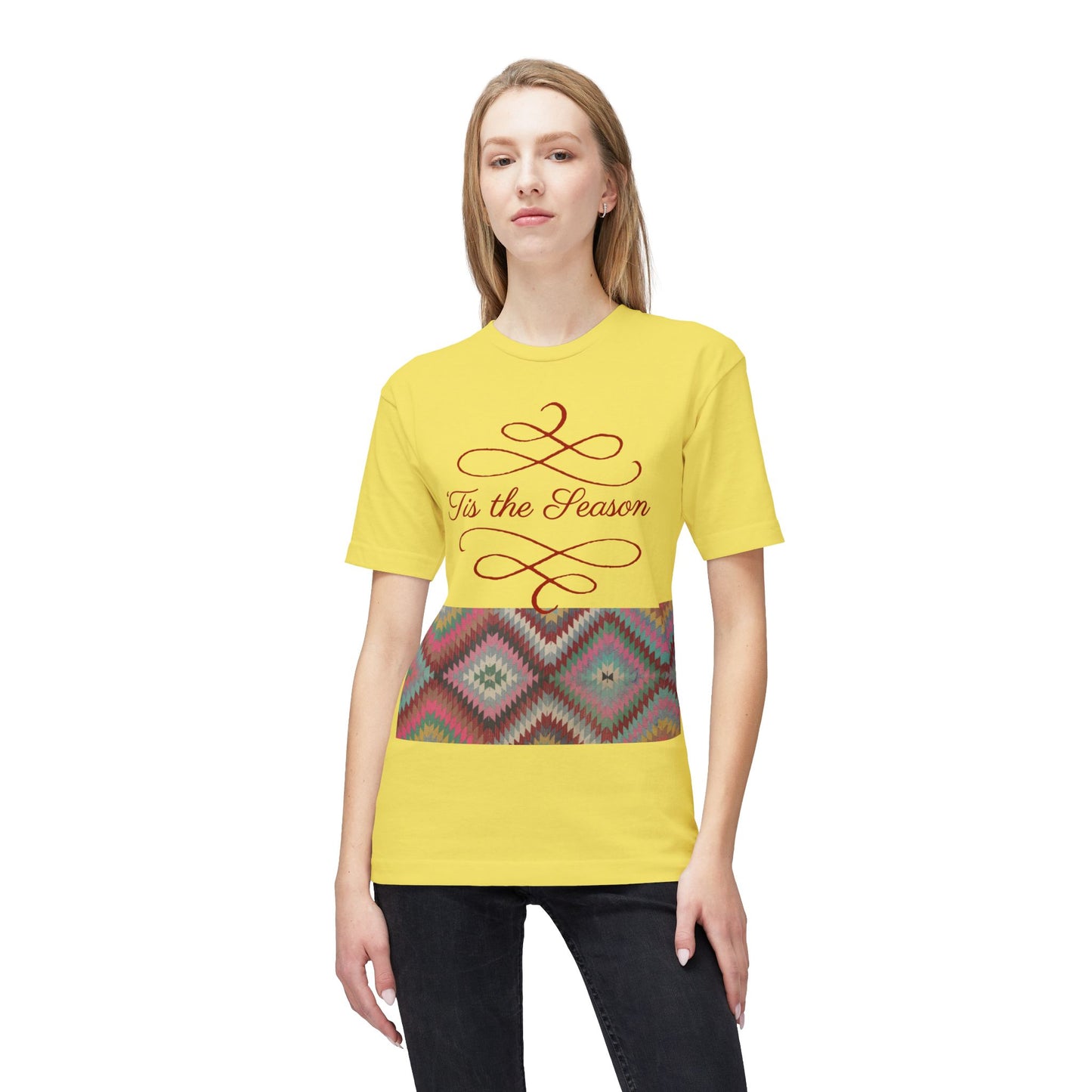 'Tis the Season Unisex Midweight T-Shirt | Kilim Pattern Tee | Made in US