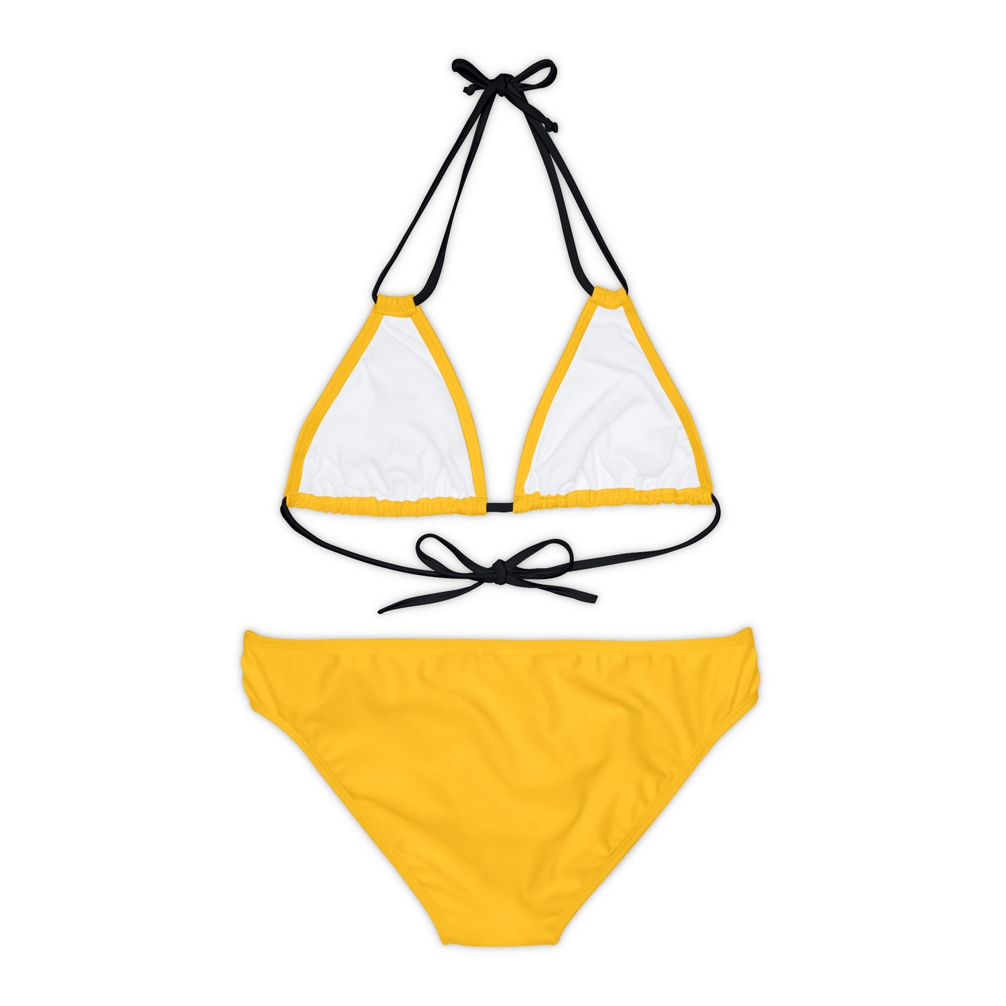 Yellow Strappy Bikini Set (AOP) with Butterfly design