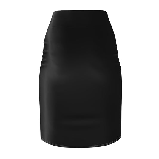 Black Women's Pencil Skirt (AOP) with Spring Flowers and Butterfly - JennyCool