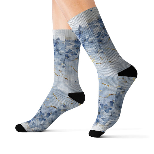 Blue Floral Socks - Sublimation - JennyCool