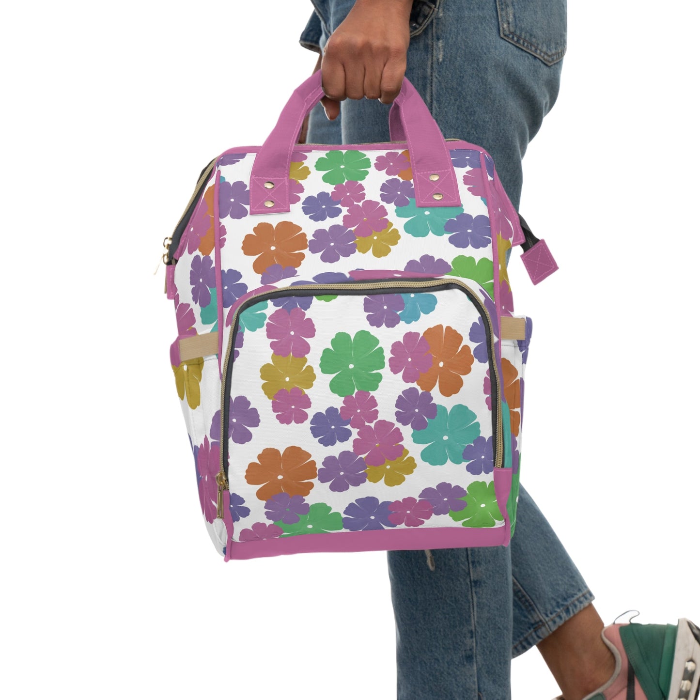 Colorful Floral Diaper Backpack – Retro Flower Baby Diaper Bag - JennyCool