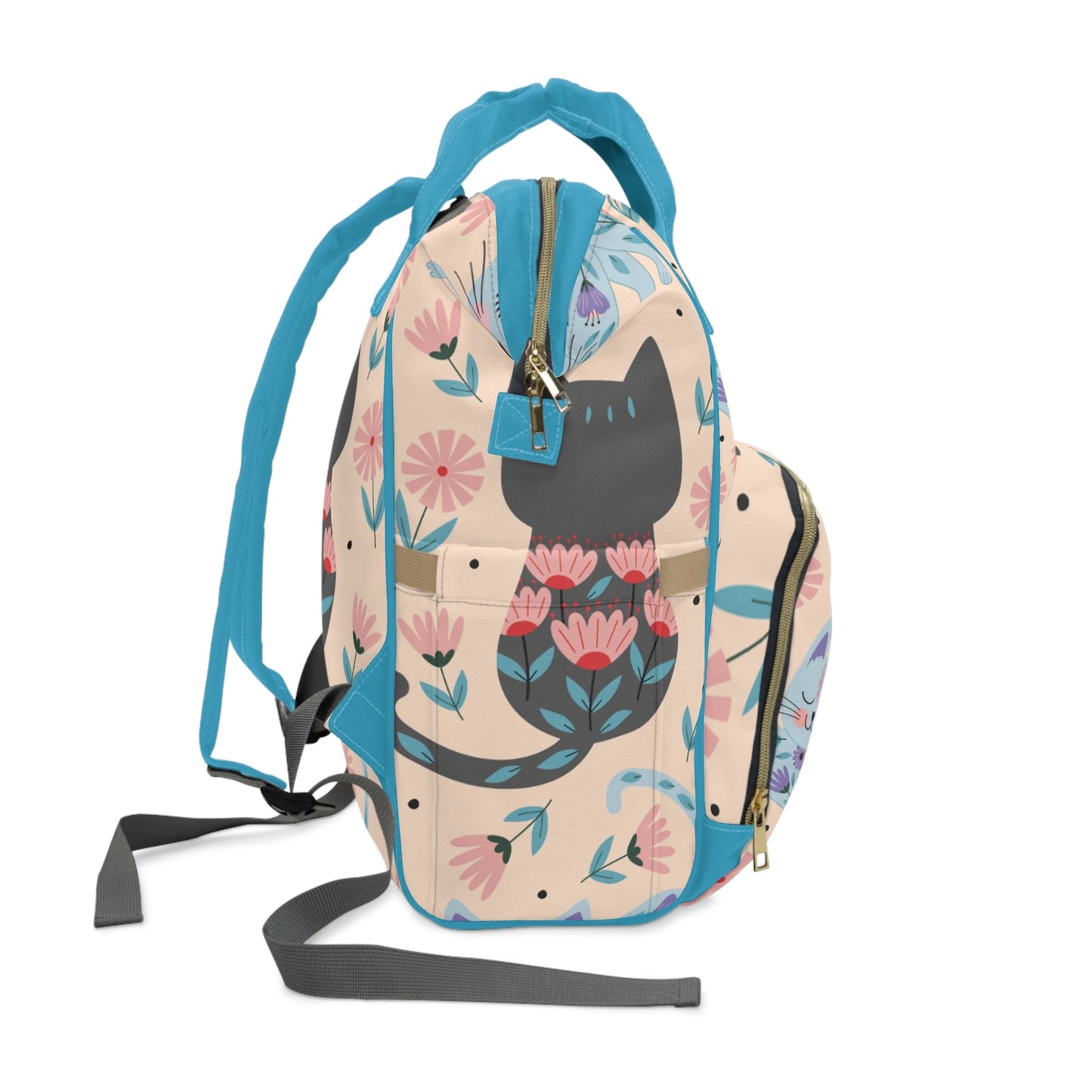 Cute Cat Diaper Backpack – Floral Waterproof Baby Bag for Moms - JennyCool