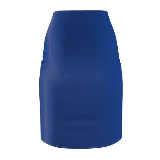 Dark Blue Women's Pencil Skirt (AOP) with Spring Flowers and Butterfly - JennyCool