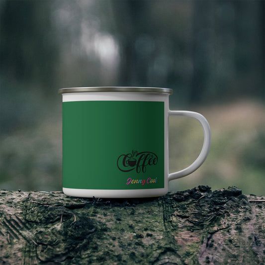 Enamel Camping Mug - Green Jenny Cool Coffee Soup Cup - JennyCool