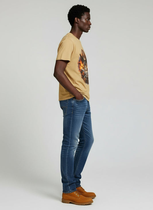 Flaming Cowboy Skull T-Shirt — Western Skull & Crossed Pistols Graphic Tee - JennyCool