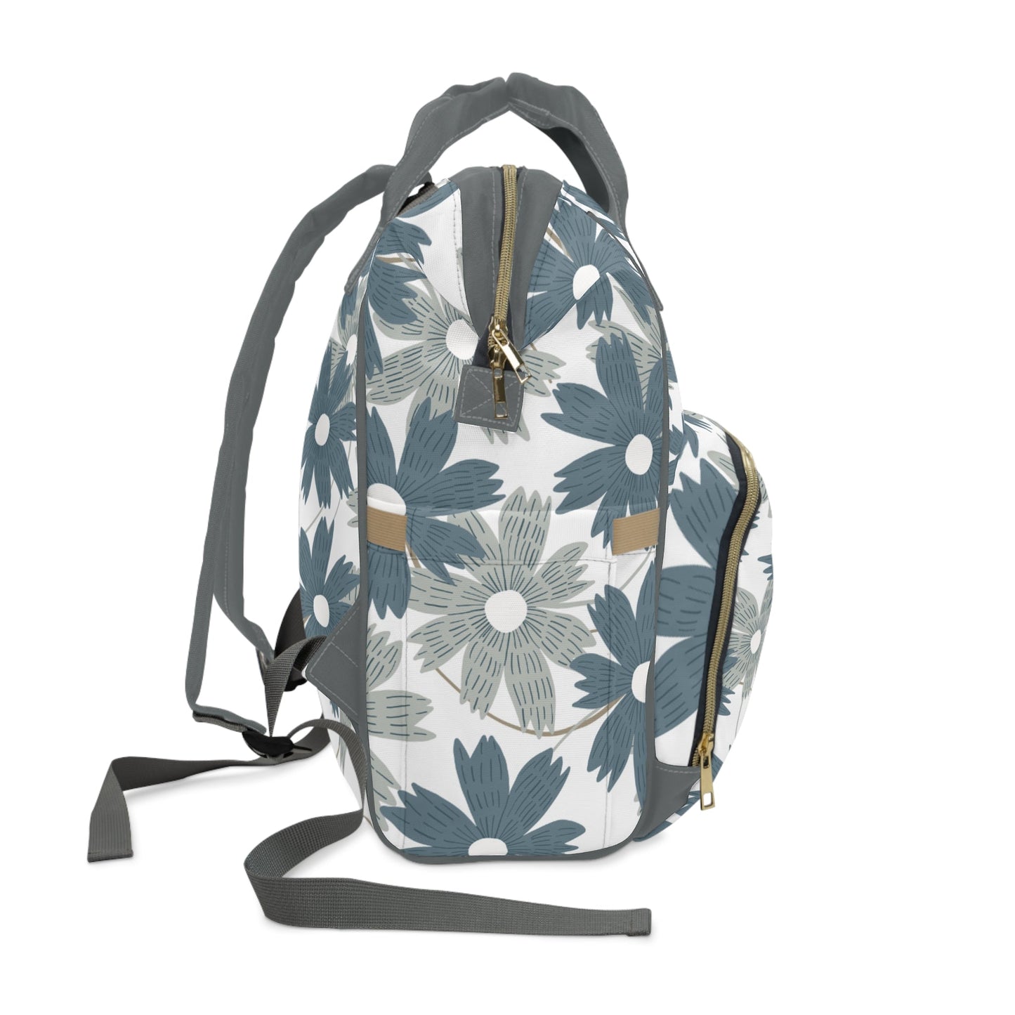 Floral Multifunctional Diaper Backpack – Spacious Baby Changing Bag with Insulated Bottle Pockets - JennyCool
