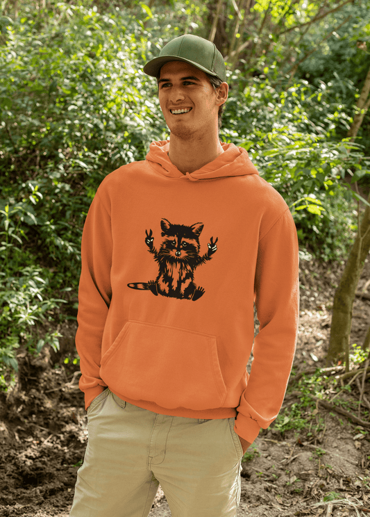 Men’s Raccoon Graphic Hoodie – Cute Animal Streetwear Sweatshirt – Cozy Unisex Pullover - JennyCool
