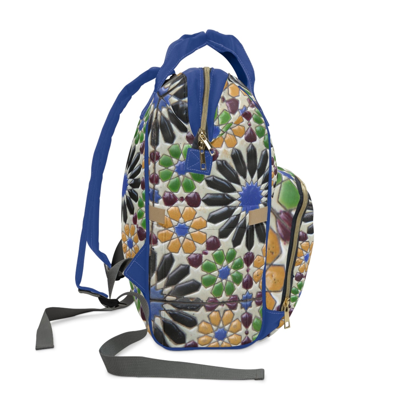 Moroccan Tile Diaper Bag Backpack – Waterproof Baby Changing Bag with Spacious Multi - Pocket Design - JennyCool