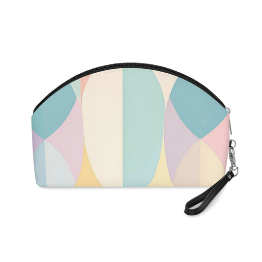 Pastel Geometric Makeup Bag – Soft Abstract Cosmetic Pouch with Wrist Strap | Modern Travel Beauty Organizer | Mother’s Day Gift - JennyCool