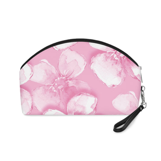 Pink Watercolor Floral Makeup Bag – Soft Pink Flower Cosmetic Pouch, Faux Leather Travel Makeup Organizer - JennyCool