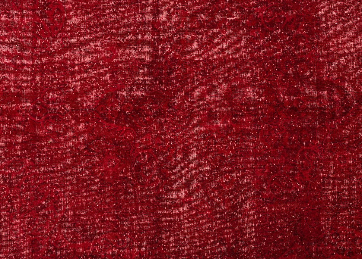 Red Overdyed Vintage Isparta Rug 312x208 cm (10'3" x 6'10") – Hand Knotted Wool & Cotton Turkish Carpet - JennyCool