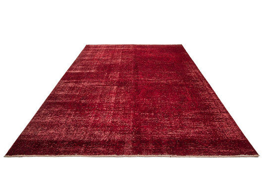 Red Overdyed Vintage Isparta Rug 312x208 cm (10'3