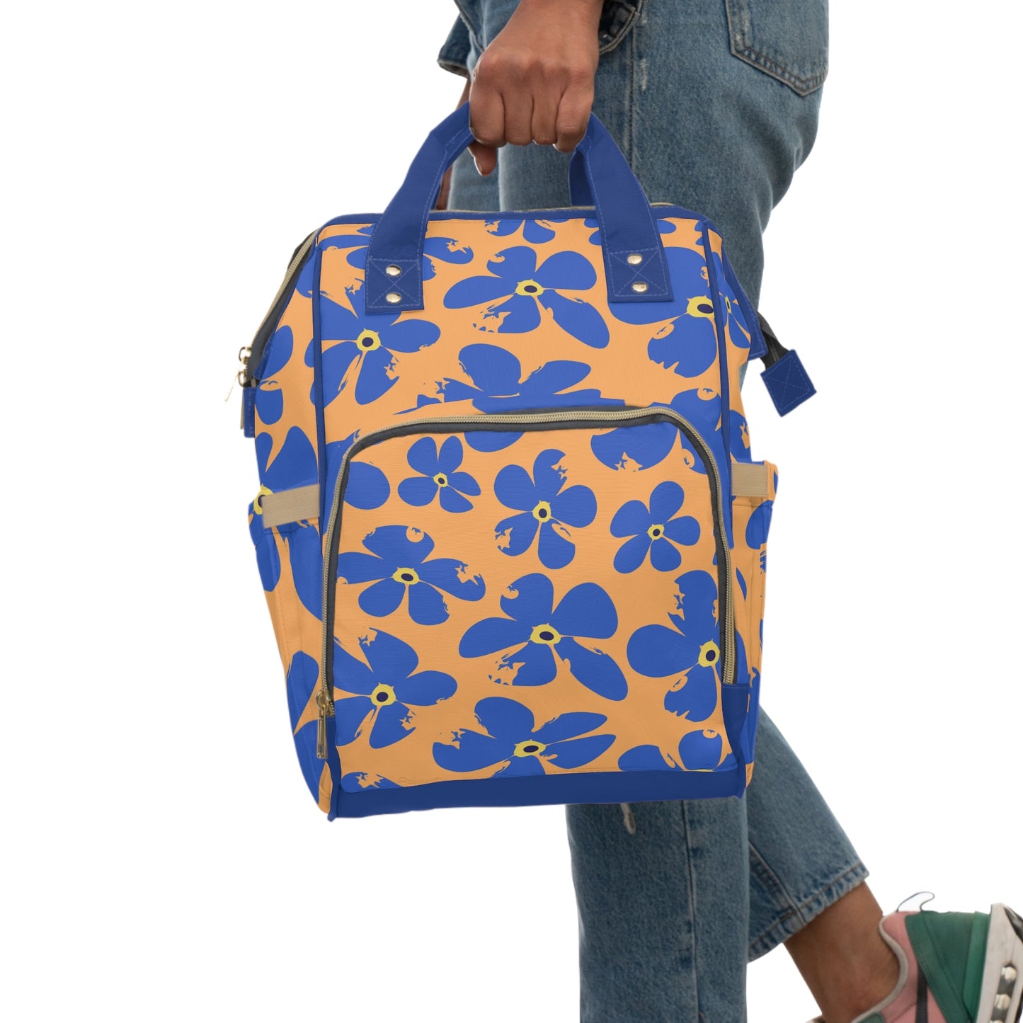 Retro Floral Diaper Backpack – Colorful Baby Diaper Bag for Moms - JennyCool