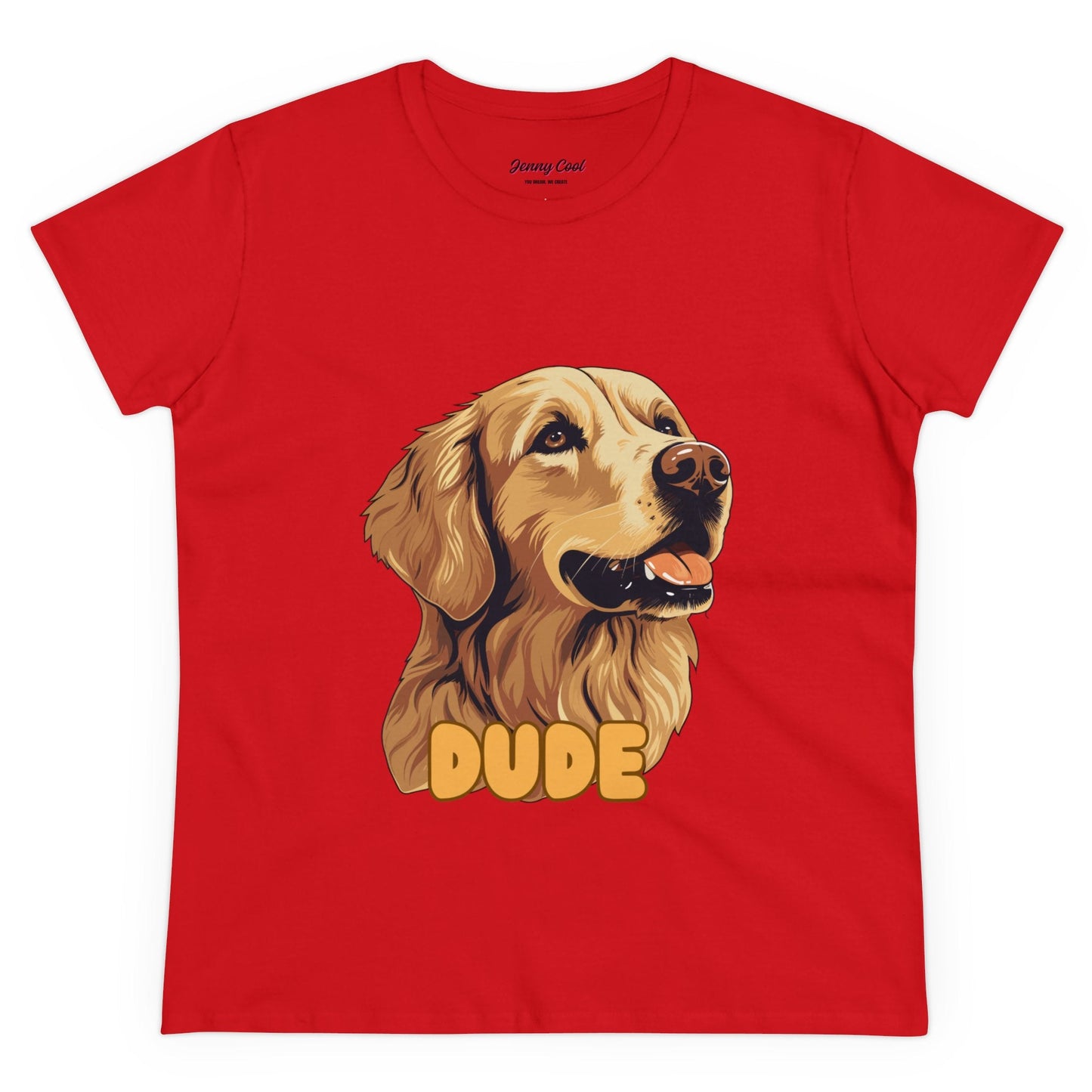 Women's Tee with Golden Dog Print - Valentine's Day Gift - JennyCool