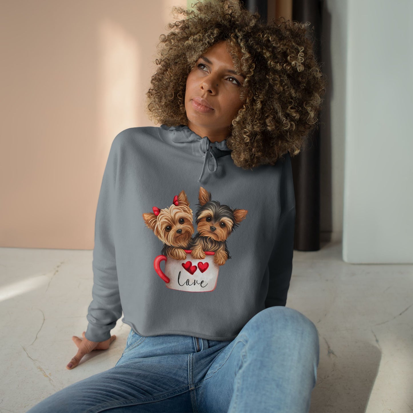 Cute Dog Crop Hoodie Sweatshirt