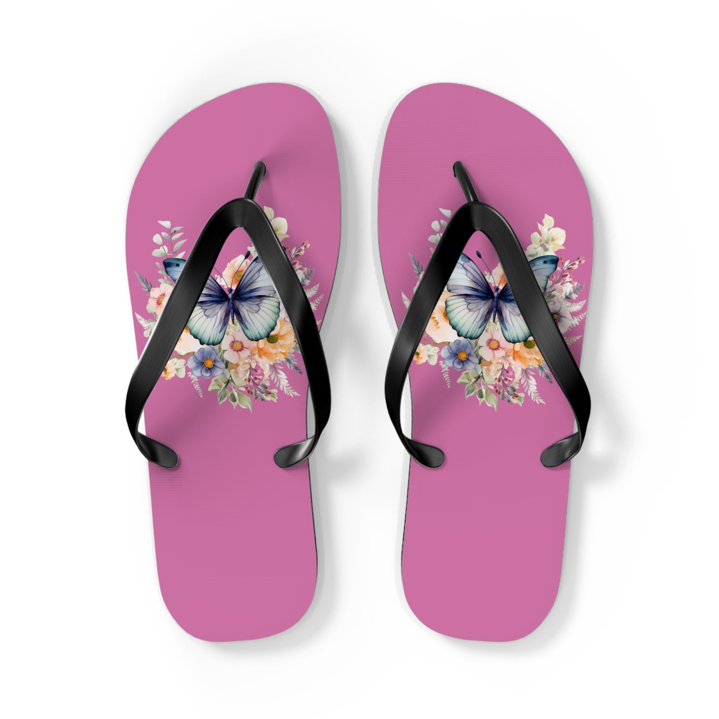 Light Pink Flip Flops with Butterfly Design