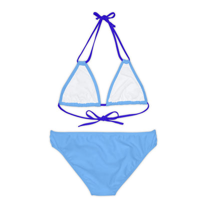 Blue Strappy Bikini Set (AOP) with Butterfly design