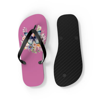 Light Pink Flip Flops with Butterfly Design