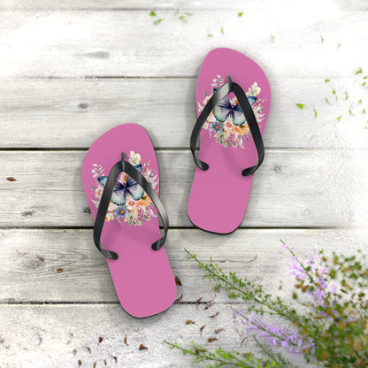 Light Pink Flip Flops with Butterfly Design