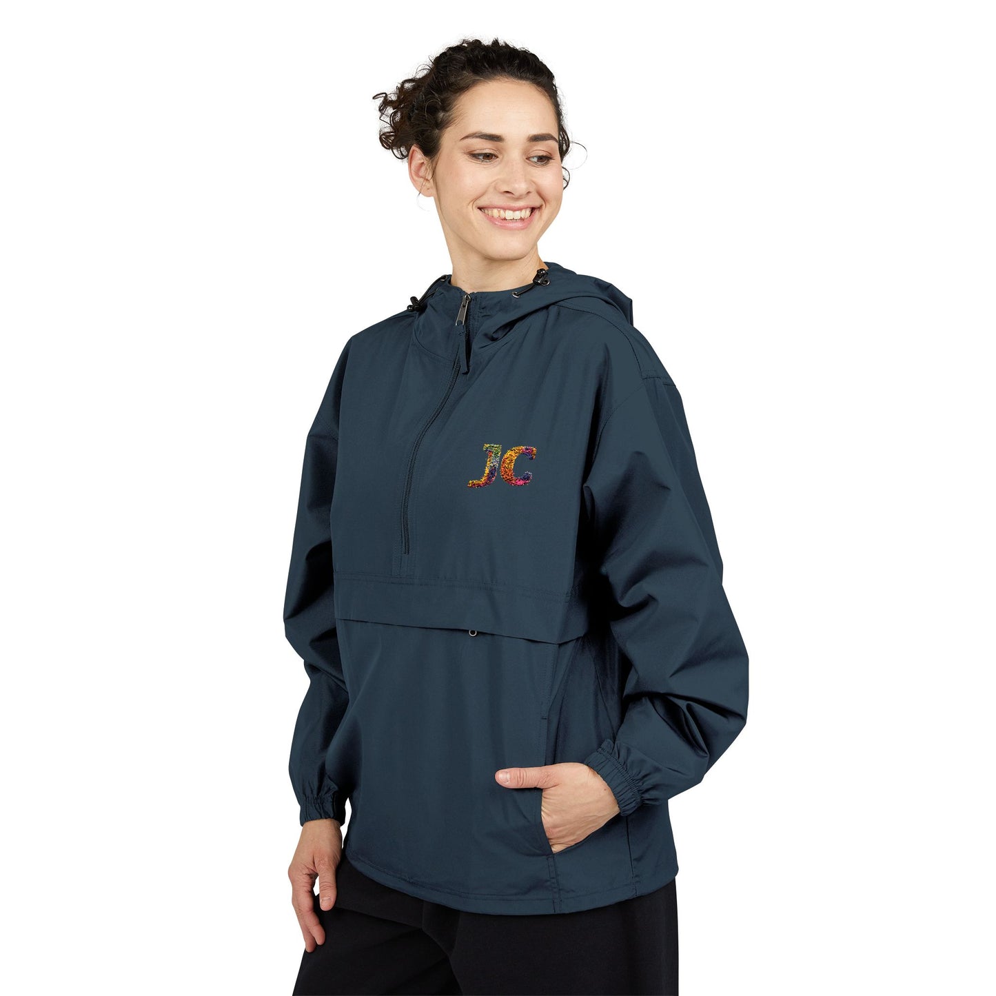 Champion Packable Anorak Jacket – Water-Resistant Lightweight Windbreaker with JC Digital Print (Unisex)