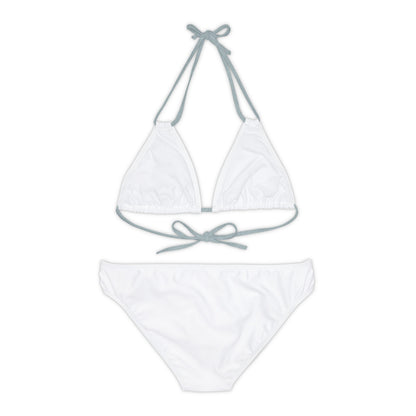 White Strappy Bikini Set (AOP) with Butterfly design