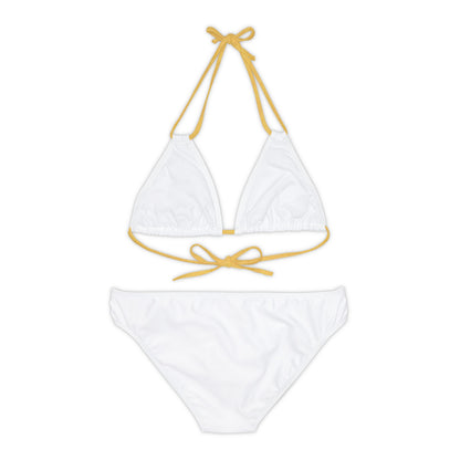 White Strappy Bikini Set (AOP) with Butterfly design