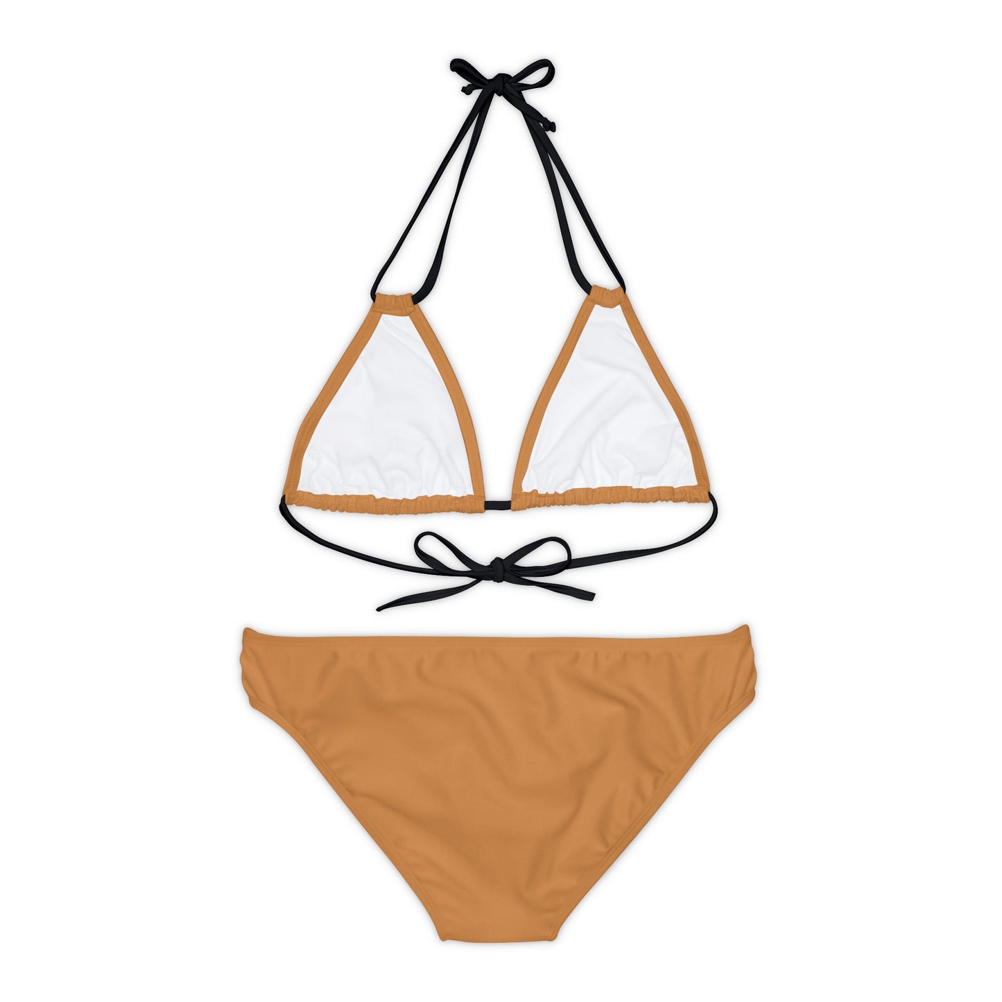 Light Brown Strappy Bikini Set (AOP) with Butterfly design