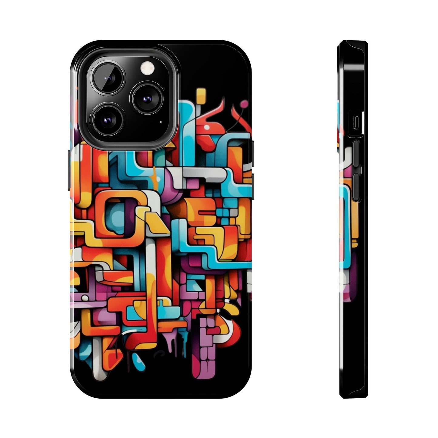 Black Tough Phone Cases - Graffiti Design