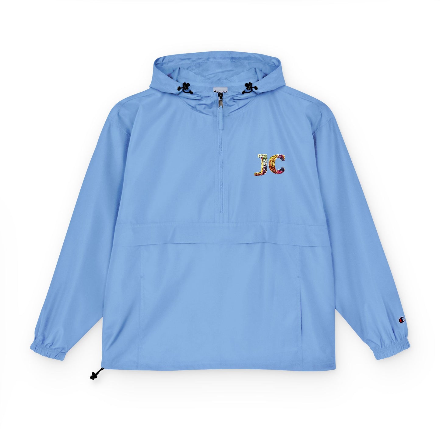 Champion Packable Anorak Jacket – Water-Resistant Lightweight Windbreaker with JC Digital Print (Unisex)
