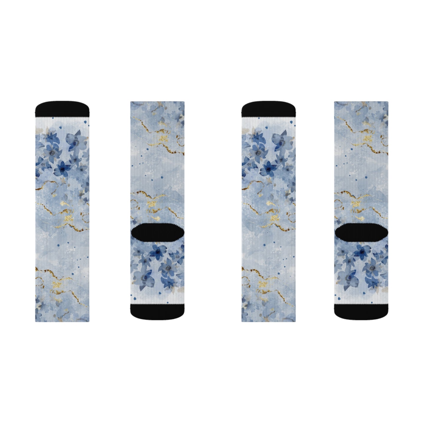 Blue Floral Socks - Sublimation