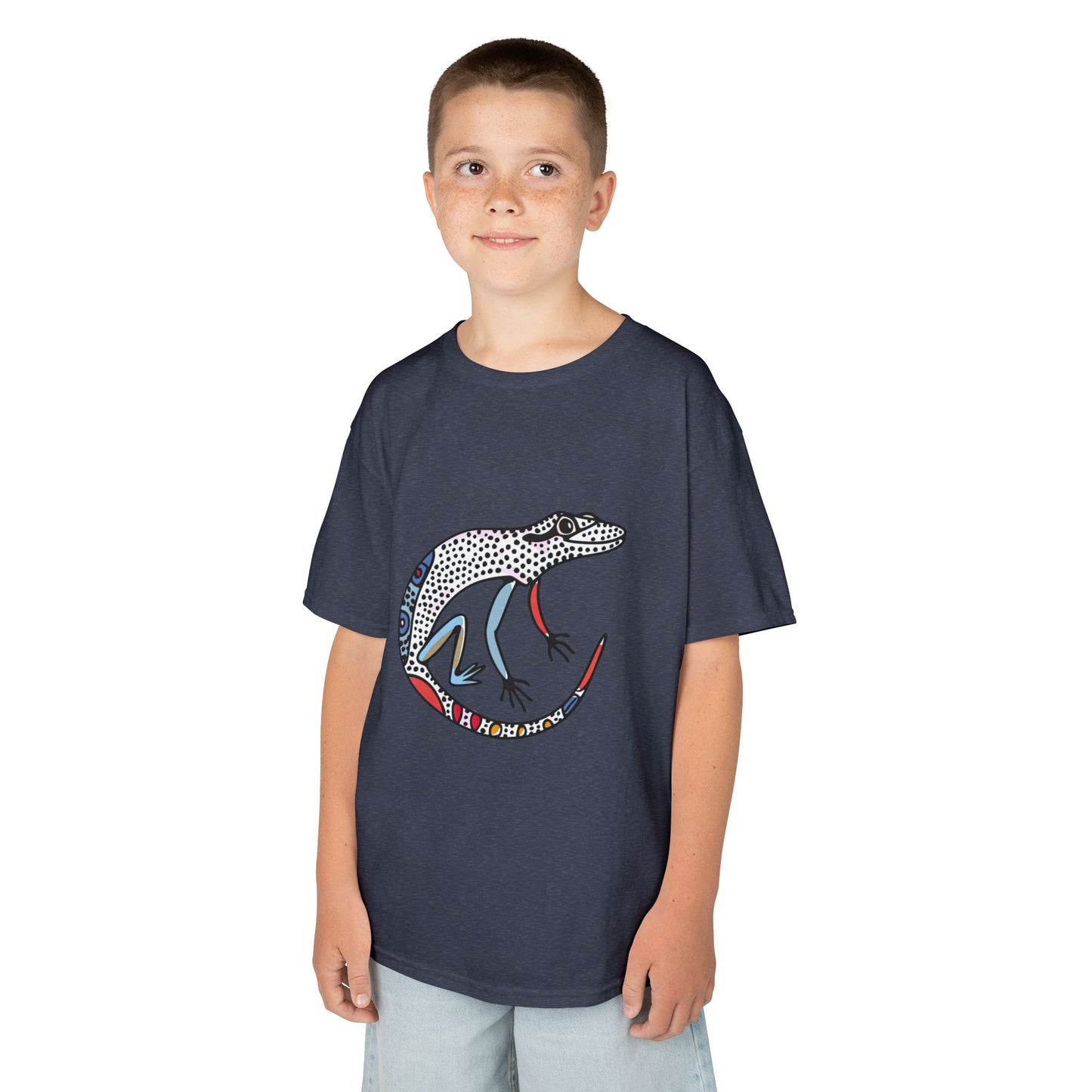 Kids Lizard Graphic Tee — Colorful Patterned Chameleon Shirt