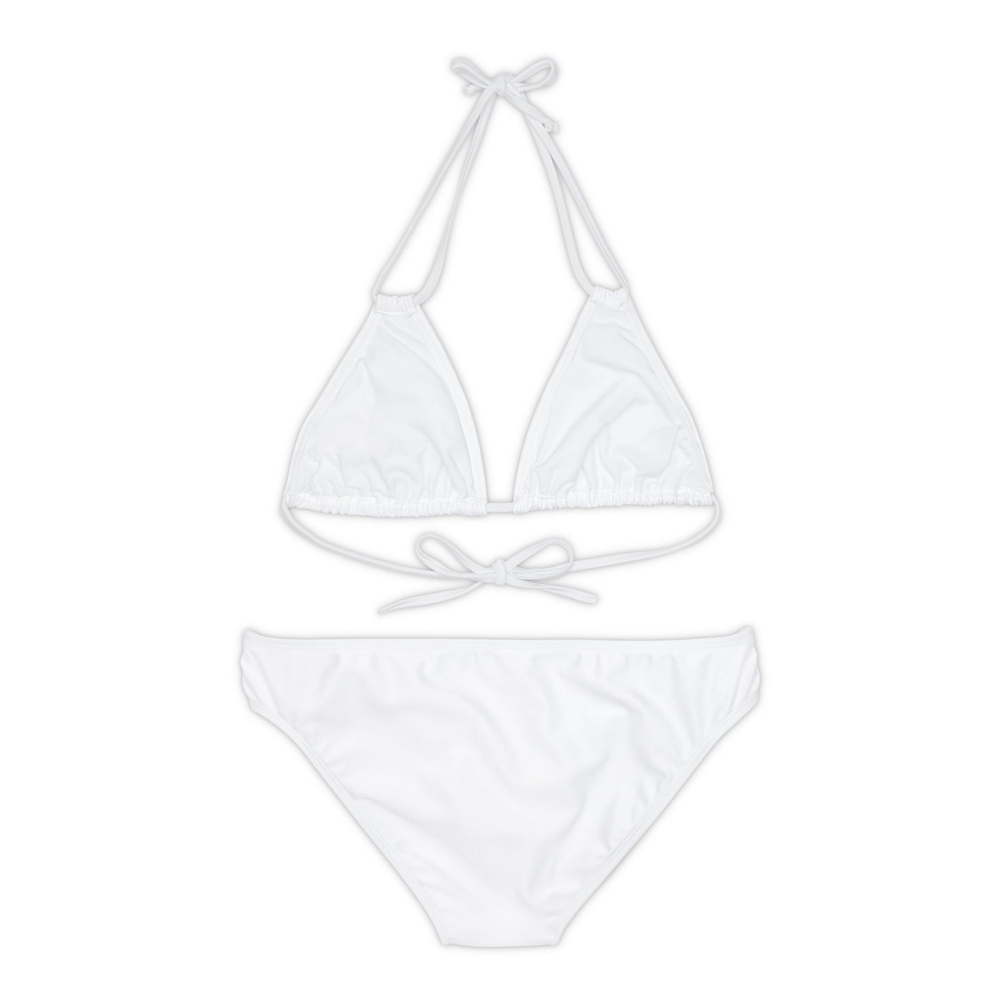 White Strappy Bikini Set (AOP) with Butterfly design