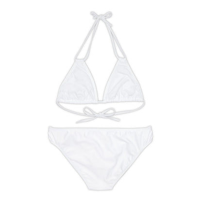 White Strappy Bikini Set (AOP) with Butterfly design