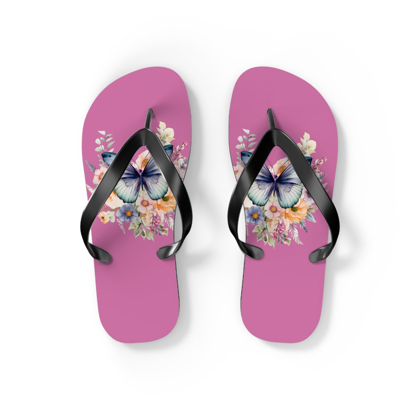 Light Pink Flip Flops with Butterfly Design