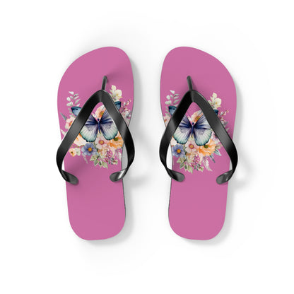 Light Pink Flip Flops with Butterfly Design