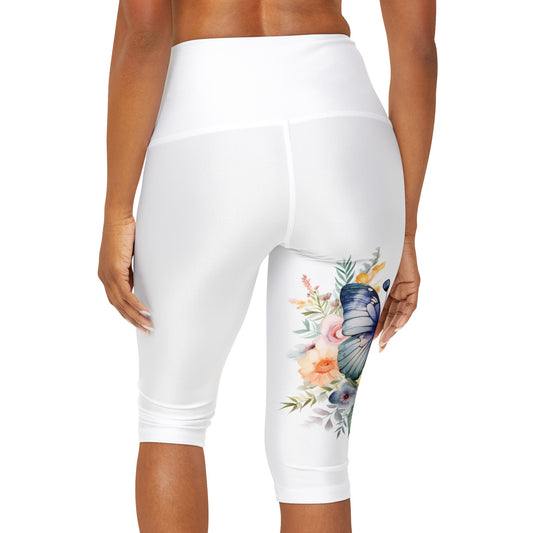 Yoga Capri Leggings (AOP) with Butterfly Design