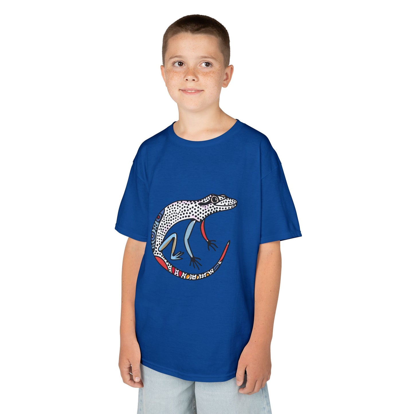 Kids Lizard Graphic Tee — Colorful Patterned Chameleon Shirt