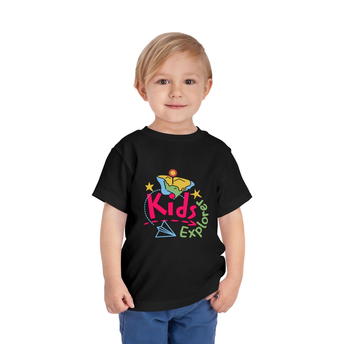 Kids Explore Toddler Tee — Colorful Adventure Graphic T-Shirt for Curious Little Explorers