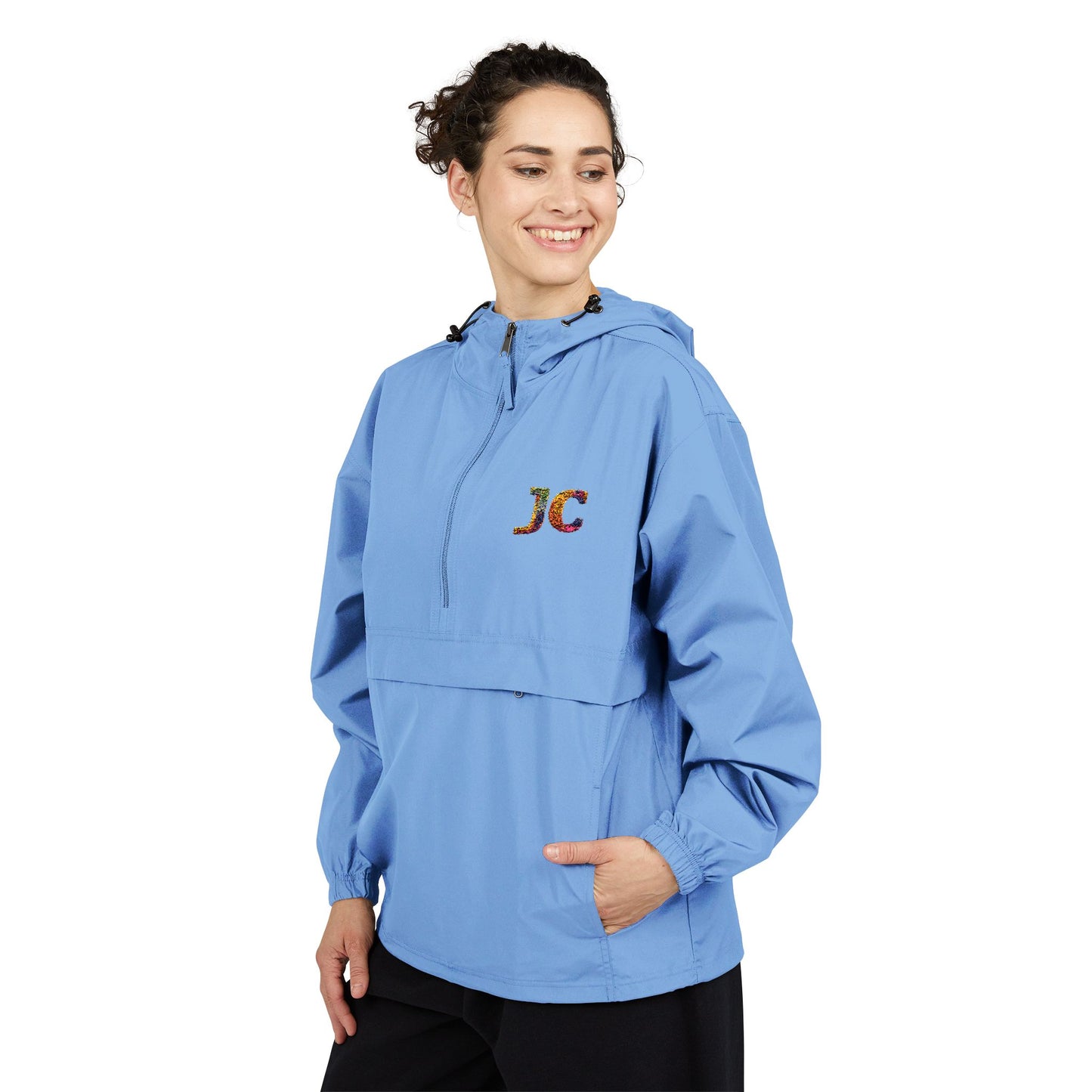 Champion Packable Anorak Jacket – Water-Resistant Lightweight Windbreaker with JC Digital Print (Unisex)