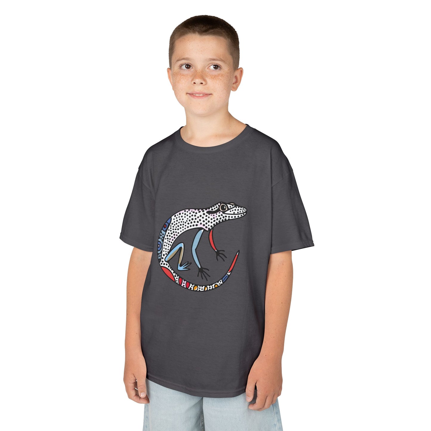 Kids Lizard Graphic Tee — Colorful Patterned Chameleon Shirt